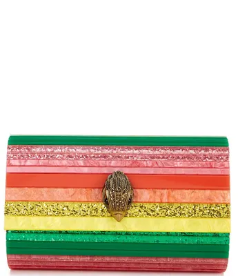 Kurt Geiger Women's Rainbow Glitter Acrylic Clutch Shoulder Bag