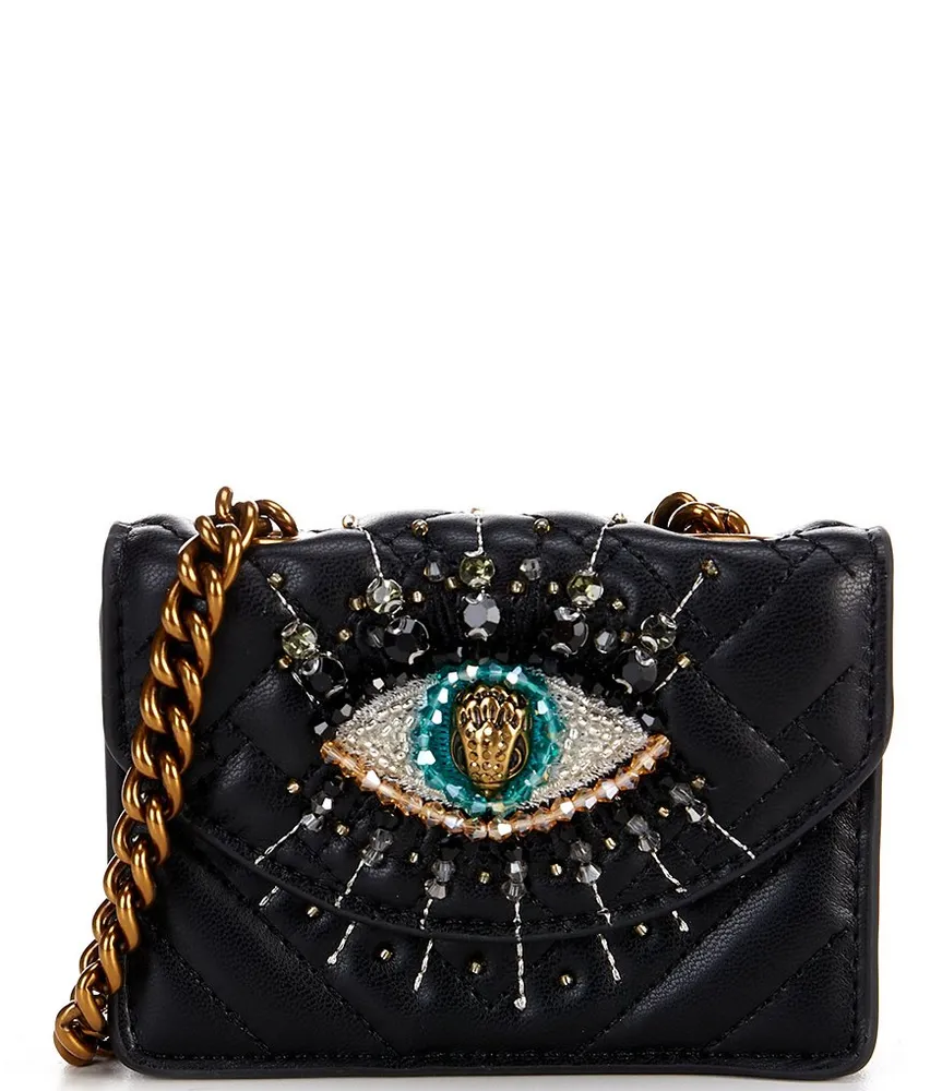 Kurt Geiger London Kensington Micro Embellished Rhinestone Eye Quilted  Vegan Leather Crossbody Bag