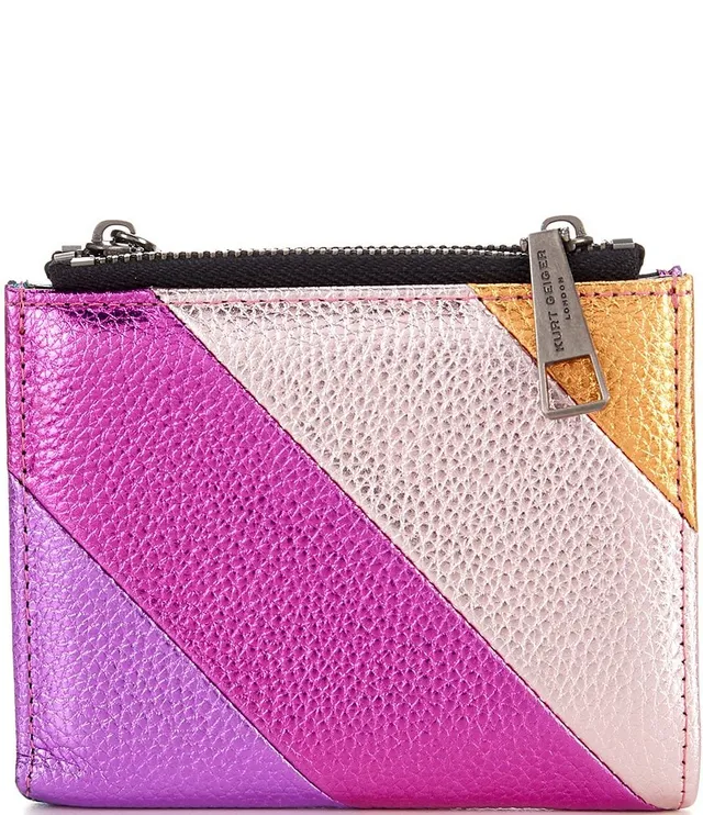 Kurt Geiger Stripe Leather Zip Around Wallet in Purple