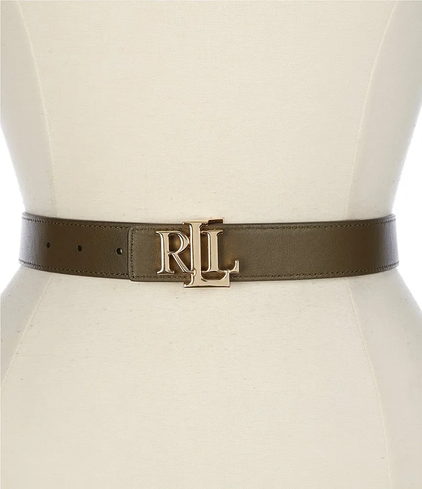 LAUREN RALPH LAUREN TURN-LOCK SKINNY LEATHER BELT, White Women's