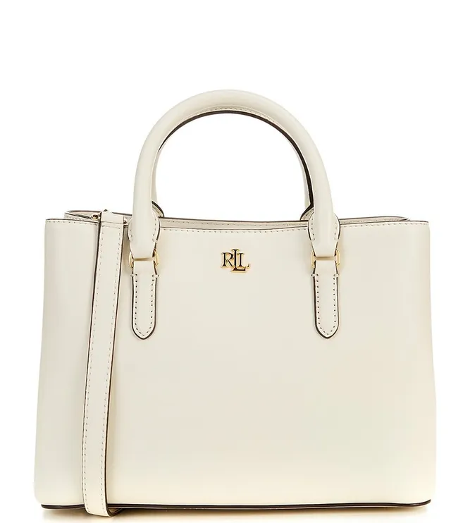 Lauren by Ralph Lauren Embossed Leather Large Marcy Satchel in Natural