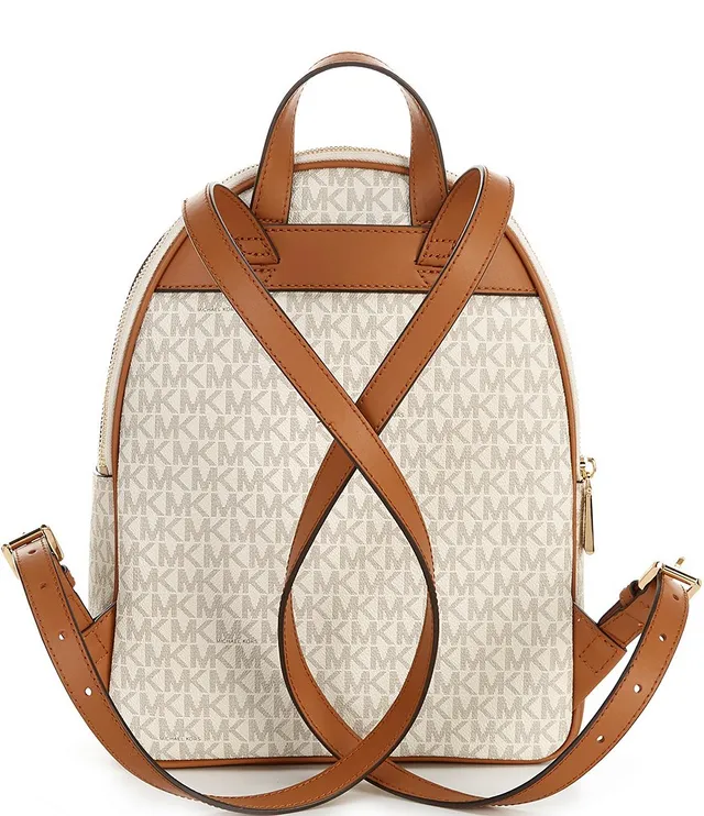 Michael Kors Signature Logo Rhea Zip Medium Tri-Color Pearl Backpack