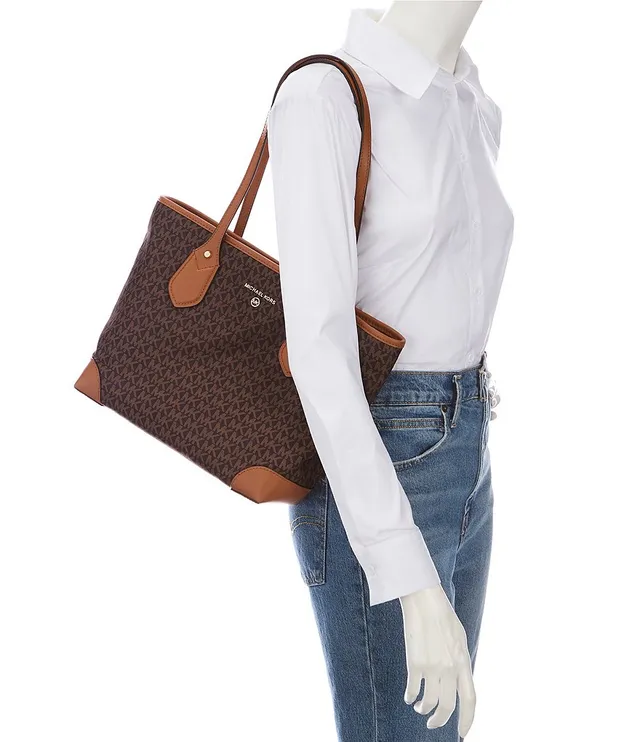 Michael Kors Eva Signature Logo Small Top Zipper Tote Bag
