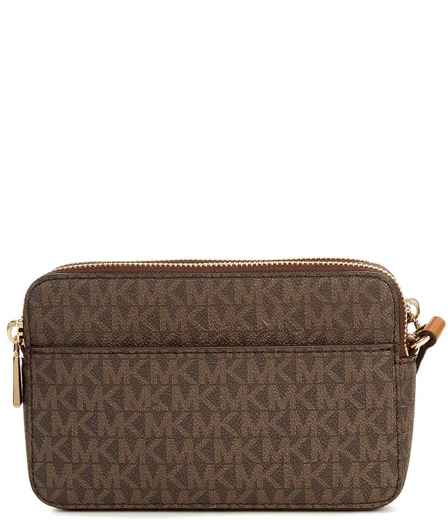 Michael Kors Red/Brown Signature Coated Canvas Small Jet Set