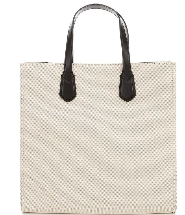 BURBERRY: Large Society Tote Bag in cotton canvas with graphic and logo -  Natural