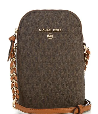 Michael Kors Jet Set Travel Medium Signature North South Chain Crossbody  Handbag