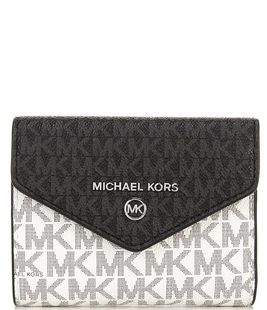 Michael Kors Jet Set Travel Large Trifold Wallet Black Signature MK 