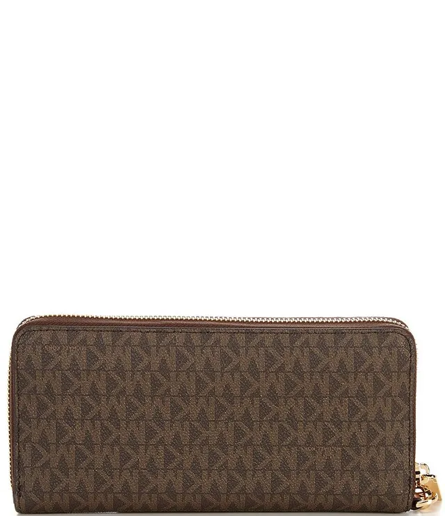 Michael Kors Brown Signature Logo Print Canvas Continental Travel