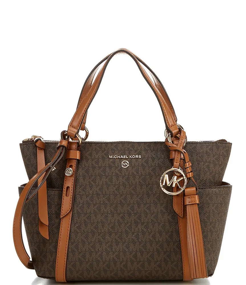 Michael Kors Medium Logo Convertible Crossbody Bag (Brown Signature):  Handbags