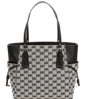 Michael Kors Voyager East West Signature Logo Grey Color Block Tote Bag