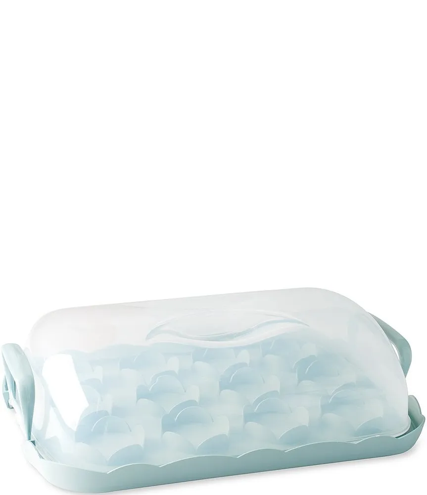 Nordic Ware Reversible Cake and Cupcake Carrier 12 Cupcakes or 1 Flatcake  9 x 13 Blue BPA and Melamine Free Plastic