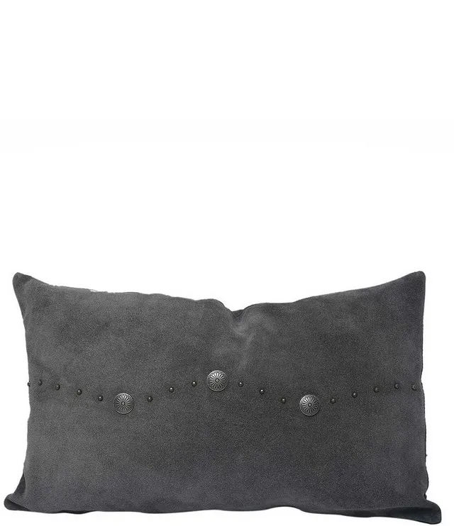 Western Suede Antique Silver Concho & Studded Pillow, Tobacco