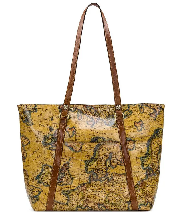 Patricia Nash Benvenuto Leather European Map Print Tote Bag