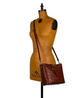 Patricia Nash Irving Embossed Leather Bucket Bag - Vintage Tan Signature Embossed