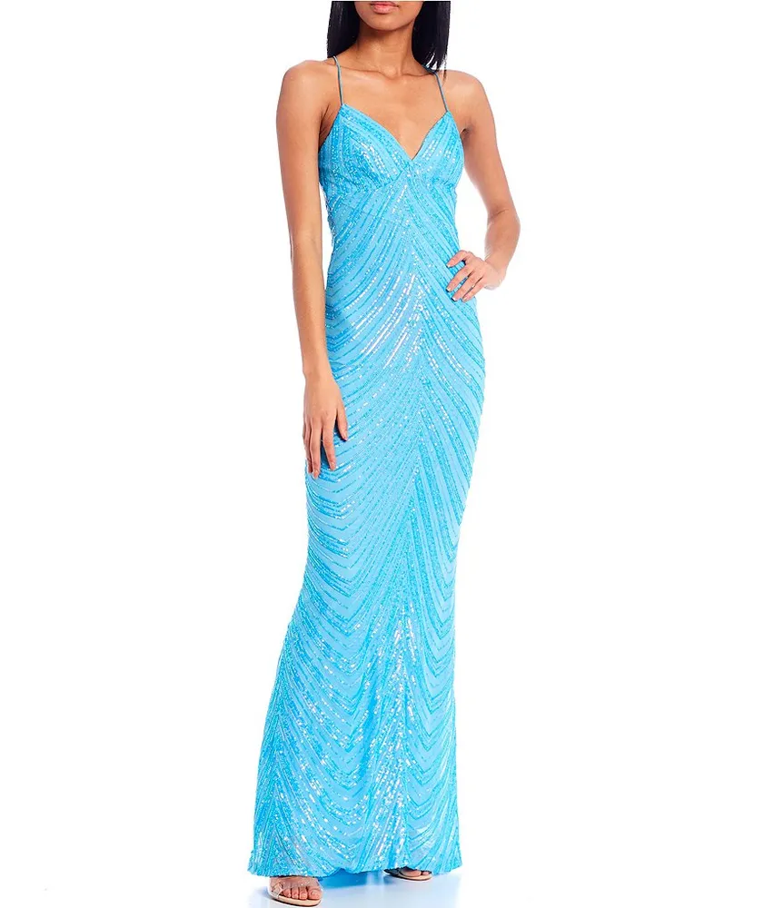 Calvin Klein Women's Sequined Banded-Waist Evening Gown - Macy's