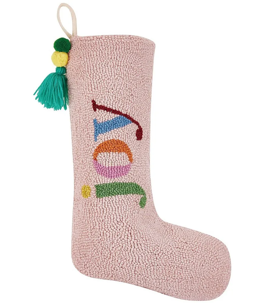 Colorful Handhooked Merry Stocking