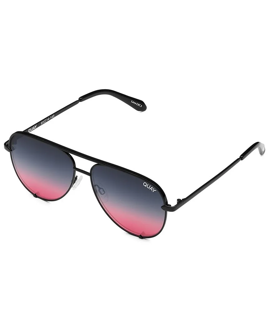 Quay High Key Aviator Sunglasses (Black/Smoke Lens)