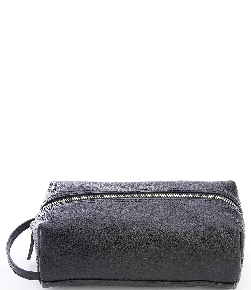 ROYCE New York Pebbled Leather Zip Toiletry Travel Bag