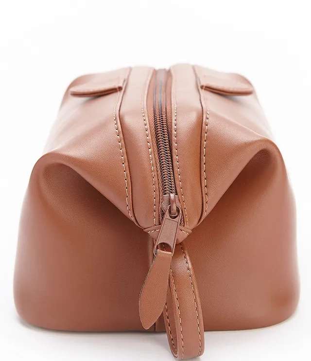 Royce New York Leather Toiletry Bag - Tan