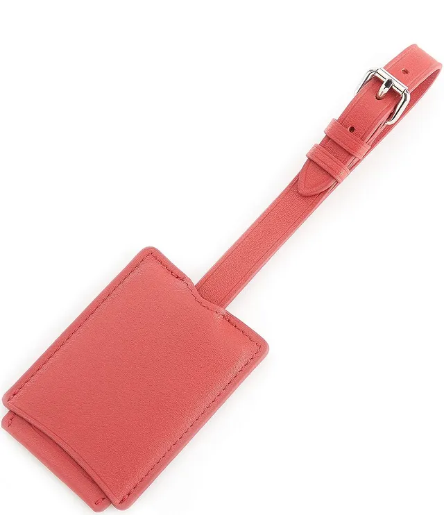 Royce New York Leather Luggage Tag with Silver Hardware - Red