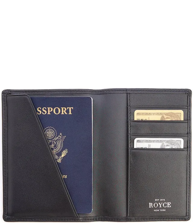 Royce Leather RFID Blocking Passport & Currency Wallet