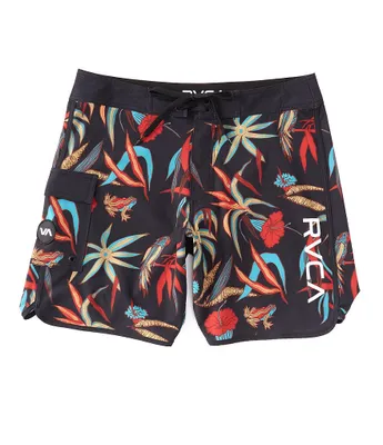 Psycho Bunny Damon Allover Logo Printed 5.75 Inseam Swim Trunks