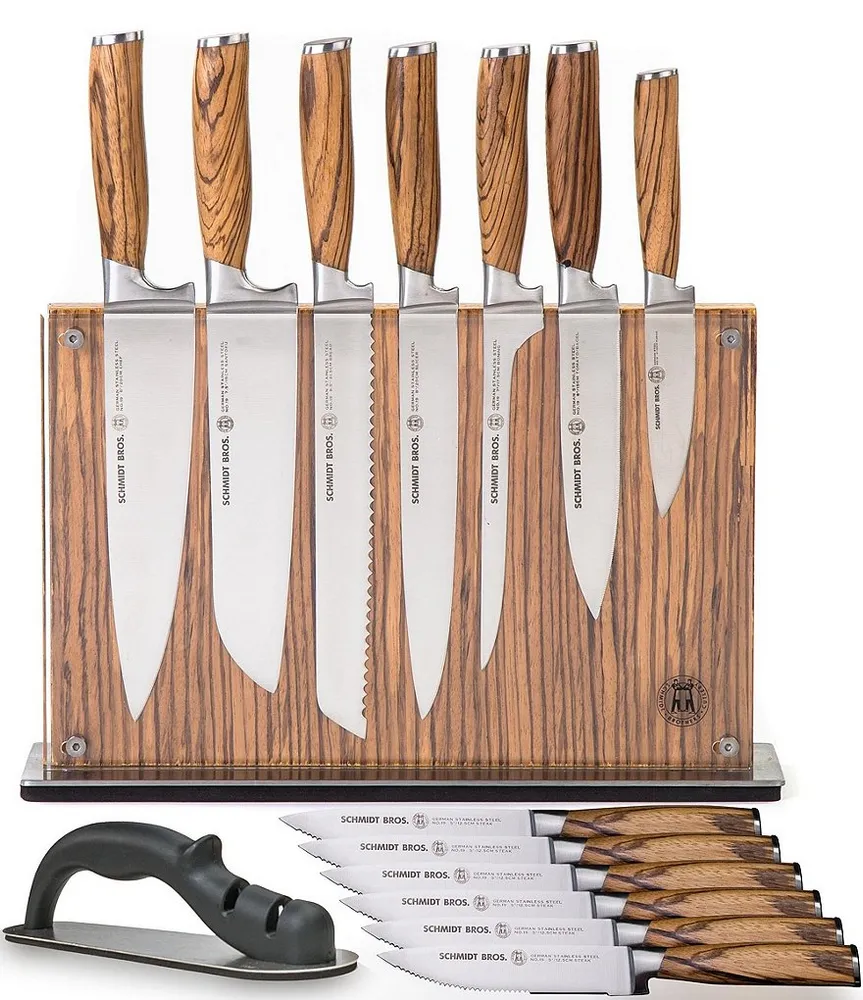 Schmidt Brothers Cutlery Bonded Teak Jumbo Steak Knives, Set of 4