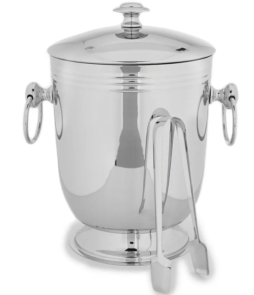 Southern Living Classic Ribbed Ice Bucket with Tongs Green Tree Mall