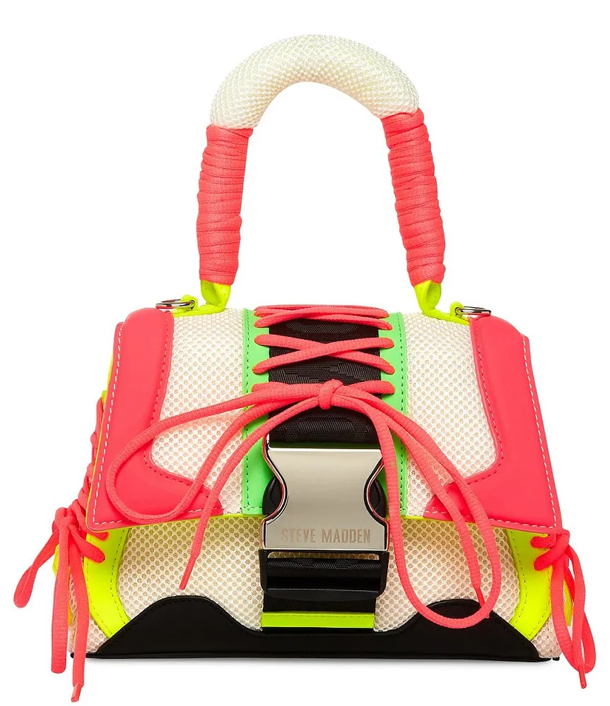 Steve Madden Diego Neon Pink Sneakerhead Colorblock Laced Crossbody Bag