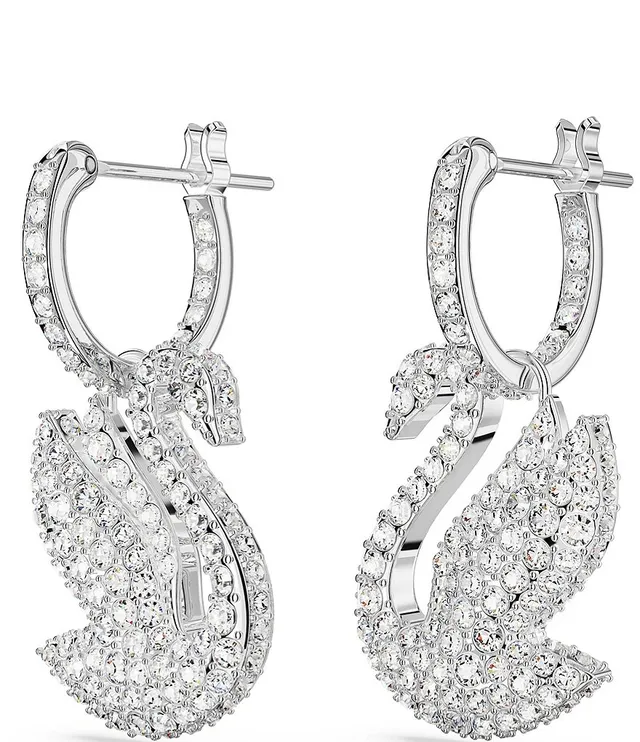 Swarovski Iconic Swan Drop Earrings - Silver