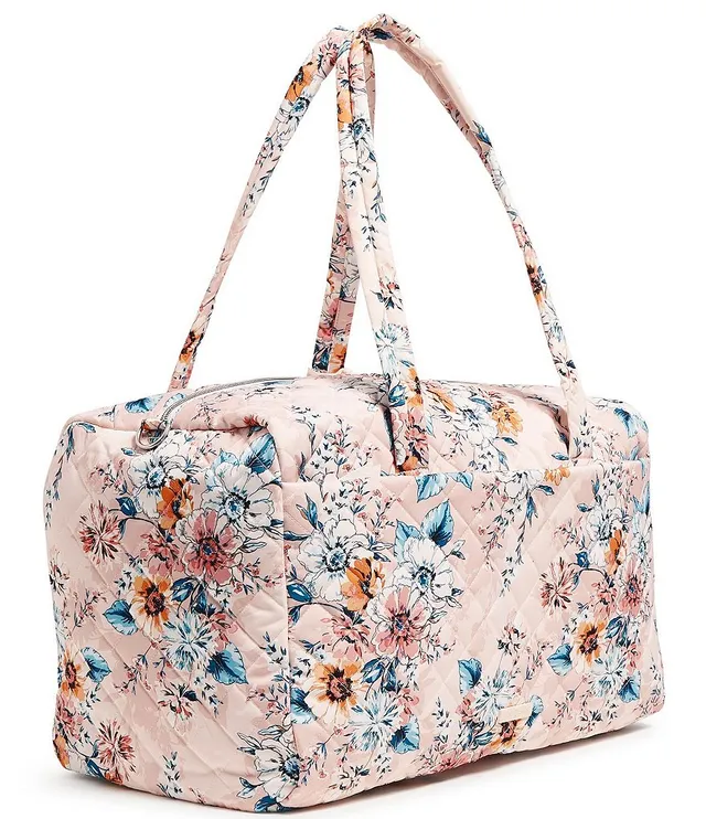 Large Travel Duffel Bag - Perennials Gray