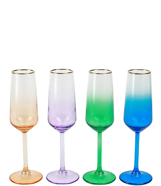 Vietri Rainbow Modern Classic Assorted Wine Glass - Set of 4