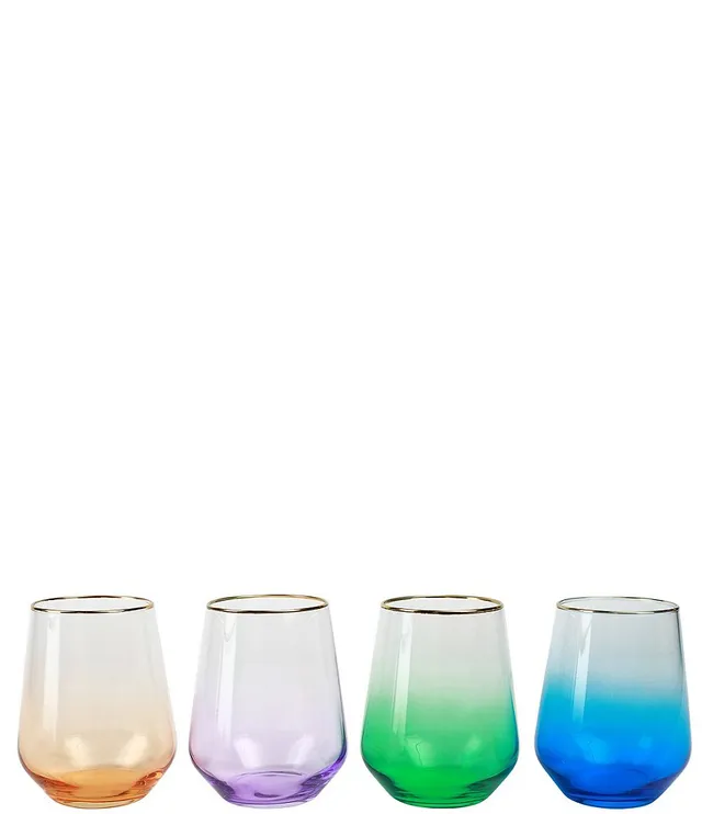 NEW! Rainbow Assorted Martini Glasses Set/4