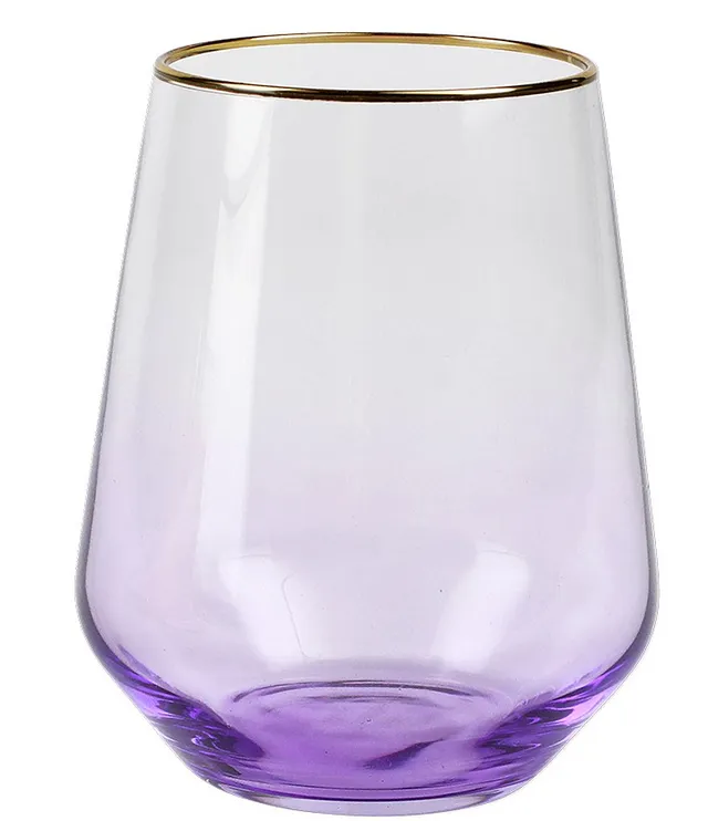 Vietri Viva Rainbow Assorted Stemless Wine Glass Set/4