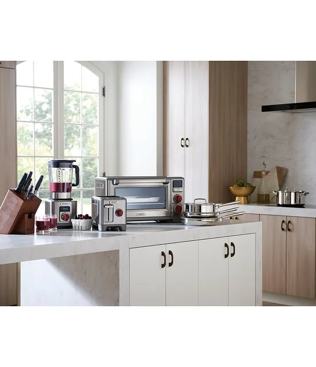 Wolf Countertop Convection Oven in Stainless Steel W/Red Knobs