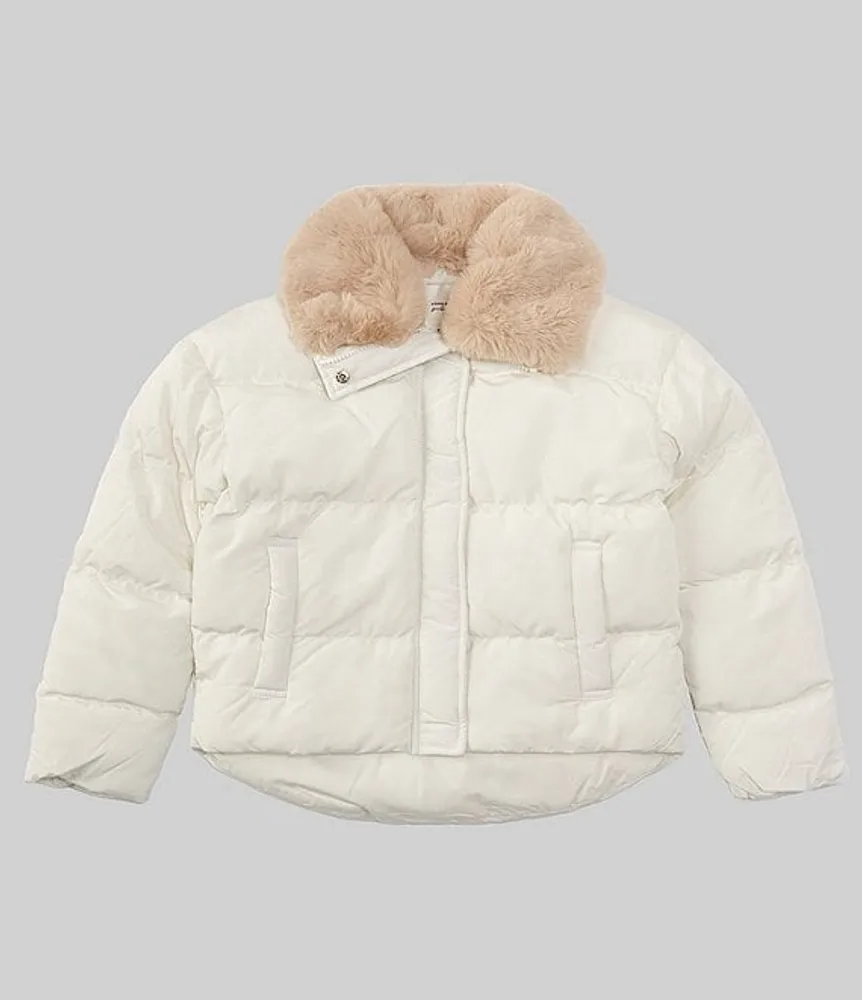 A Loves Big Girls 7-16 Puffer Jacket with Faux Fur Collar