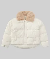 A Loves Big Girls 7-16 Puffer Jacket with Faux Fur Collar