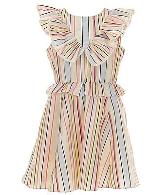 A Loves Big Girls 7-16 Ruffle Sleeve Striped Mini Dress
