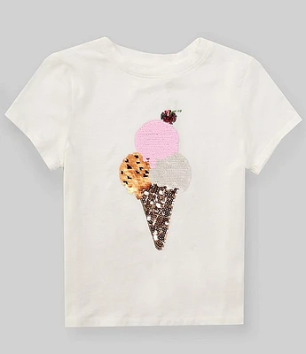 A Loves Big Girls 7-16 Short Sleeve Flip Sequin Graphic T-Shirt