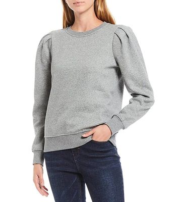 Pintuck Sleeve Pullover Sweatshirt