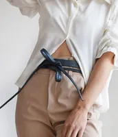 ADA 1#double; Skinny Genuine Leather Wrap Belt