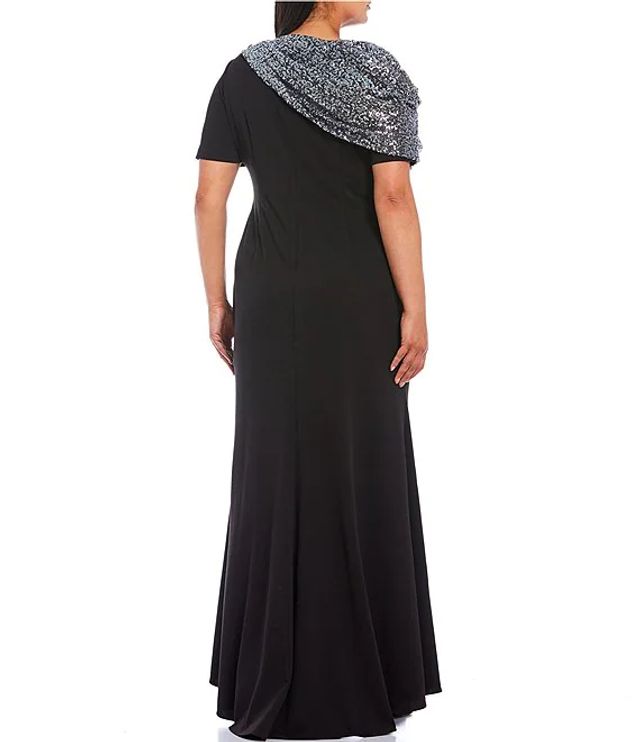 Adrianna Papell Plus Sequin Drape Crepe Gown | Pueblo Mall