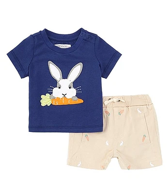 Adventurewear 360 Baby Boys 3-24 Months Round Neck Short Sleeve Bunny Set
