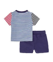 Adventurewear 360 Baby Boys 3-24 Months Round Neck Short Sleeve Stripe Print Top & Shorts Set