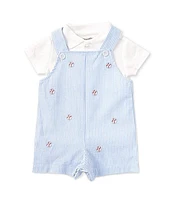 Adventurewear 360 Baby Boys 3-24 Months Short Sleeve Baseball Print Seersucker Romper