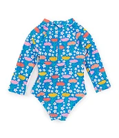 Adventurewear 360 Baby Girls 3-24 Months Long Sleeve Round Neck Floral Rashguard Swimsuit & Hat Set