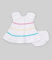 Adventurewear 360 Baby Girls 3-24 Months Scoop Neck Short Sleeve Ricrac Tiered Dress