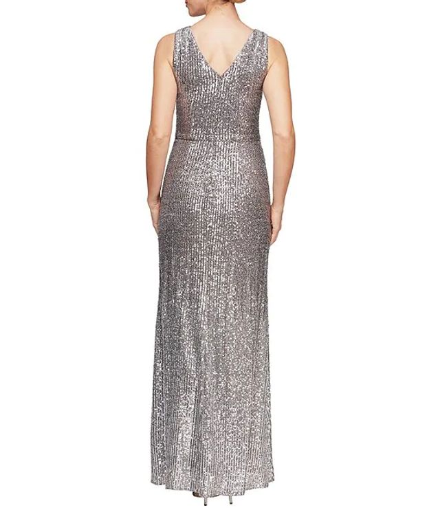 Alex Evenings Ombre Stretch Sequin Sleeveless Cowl Neck Gown | The Shops at  Willow Bend