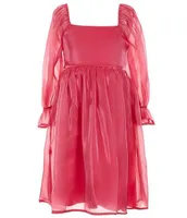 Allison & Kelly Big Girls 7-16 Blouson Sleeve Shiny Organza Babydoll Dress