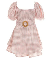 Allison & Kelly Big Girls 7-16 Puffed-Sleeve Gingham-Printed Romper